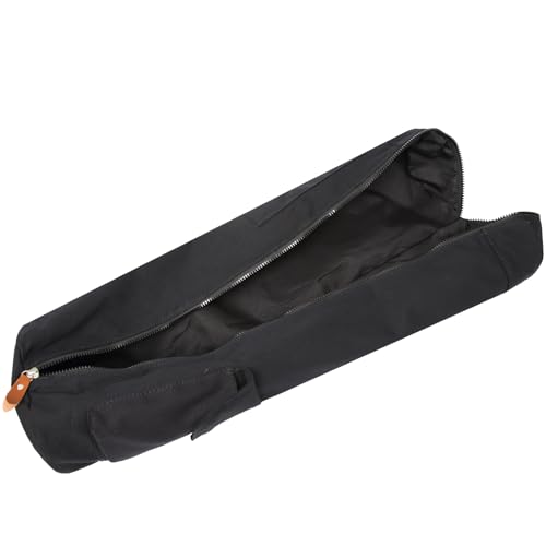 Yoga Mat Bag for Women & Men, Full-Zip Canvas Pilates Bag with Pockets | Lightweight Yoga Mat Carrier with Adjustable Shoulder Strap, Fits 1/4 & 1/3 Inch Thick Mats, for Studio Gym Travel Workout - color: Black-1