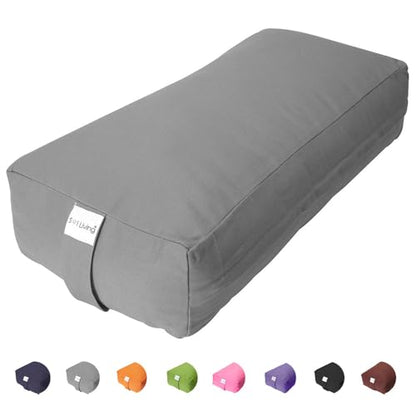 Pranayama Yoga Bolster Meditation Pillow - color: Grey, size: Rectangular 28" x 12" x 8"