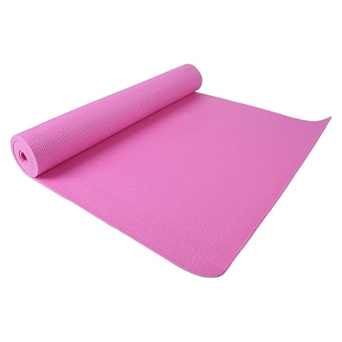 Fitvids All Purpose 1/4-Inch High Density Anti-Tear Exercise Yoga Mat with Carrying Strap, Multiple Colors - color: Pink