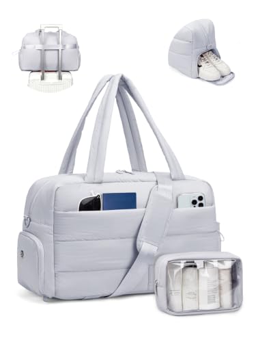 Gitus Travel Duffle Bag for Women Puffer Weekender Bags Carry on Gym Bag - color: Lightgrey