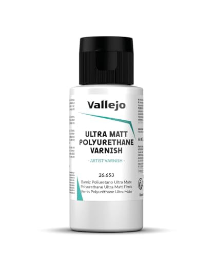 Vallejo - Polyurethane Varnish | Ultra Matt Finish 60 ml. (2.02 fl.oz.) | Extraordinary Hardness & Permanence | Create a Perfect Clear Coat | Scratch Resistant for Outdoor and Indoor Surfaces - style: Ultra Matt 60 ml. (2.02 fl.oz.)