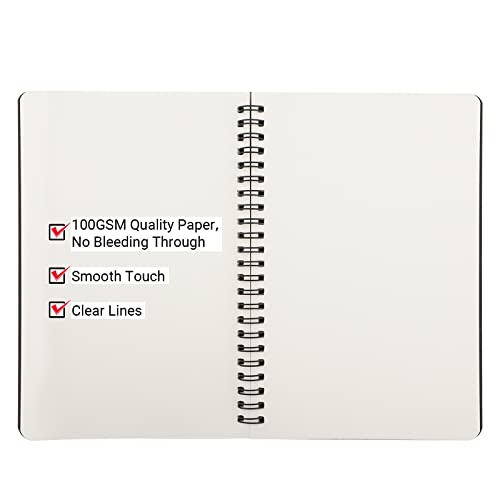 EUSOAR Spiral Notebook Journal, A5 3packs 5.5"x8.3" Hardcover Blank Kraft Sketch Notebook Journals Bulk，College Wirebound Memo Notepads Diary Planner Notebook with Unlined Paper 120pages/60sheets - color: Black, size: A5-3 Packs