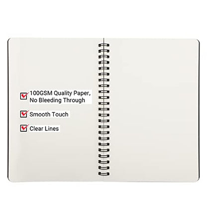 EUSOAR Spiral Notebook Journal, A5 3packs 5.5"x8.3" Hardcover Blank Kraft Sketch Notebook Journals Bulk，College Wirebound Memo Notepads Diary Planner Notebook with Unlined Paper 120pages/60sheets - color: Black, size: A5-3 Packs