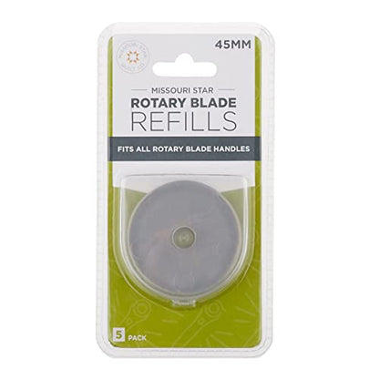 Missouri Star Universal Rotary Cutter Blades 45mm, 5 Pack | Super Sharp Replacement Blades, Fits All Rotary Cutter Handles | Fabric Trimmer Refill for Quilting and Sewing Projects - color: 45mm Replacement Blades