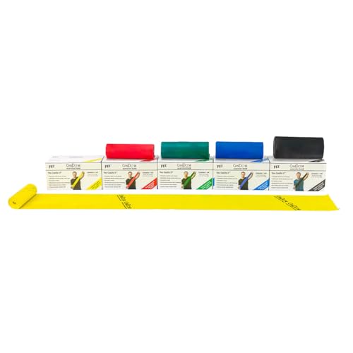 Cando - 1212150 - 1212150 CanDo Low Powder Exercise Band, 6 yard Roll, 5 Piece Set (Tan, Yellow, Red, Green, Blue, Black, Silver, Gold) - color: 5 Piece Set, size: 6 yard roll