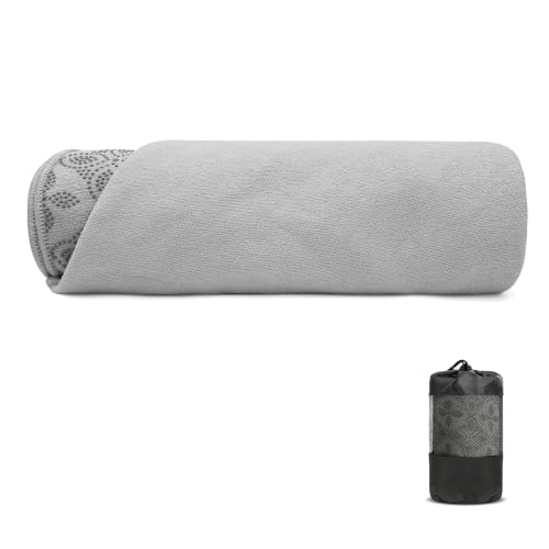 IwIeIaIrI Hot Yoga Mat Towel with Non-Slip Grip Dots, 72"x 24.8", Grey - color: Grey