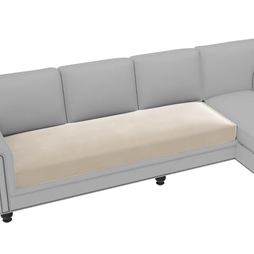 H.VERSAILTEX Fleece Couch Cushion Covers Stretch Couch Covers for 3 Cushion Couch Sofa Thick and Soft Couch Covers Washable (3 Seater Cushion Cover, Ivory) - color: Ivory, size: 1 Cushion Sofa