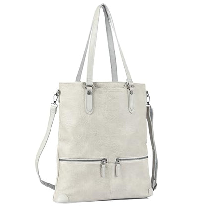 Lassviin Laptop Tote Bag, Leather Work Tote for Computer Bag Waterproof Lightweight Shoulder Bag Purse Handbag Crossbody Bag - color: White / White - Large