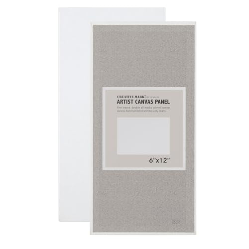 Creative Mark Cotton Canvas Panels 6x12" - 12 Pack - Professional Quality Fine Weave Acrylic Primed Artist Canvas Boards for Painting, Acrylics, Studios, & More - size: 6x12" - 12 Pack