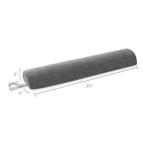 Saloniture Half Round Massage Table Bolster Pillow Pad - 26 x 6 x 3 Inch - Gray Velour - color: Gray