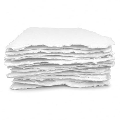 Wanderings Thick Handmade Watercolor Paper with Deckled Edge - A6, 4" x 6" - 500GSM Premium White Cold-Pressed Textured Mixed Media Paper Made with Recycled Cotton - 15 Loose Leaf Sheets - color: White, size: 4x6 inches