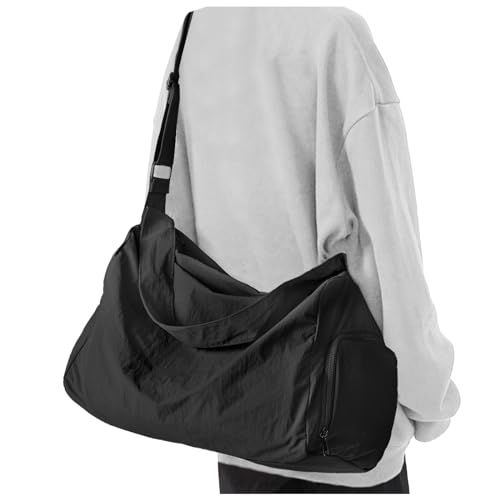 Large Gym Bag with Shoe Compartment, Workout Sport Duffle Bag for Women Travel, Waterproof Shoulder Overnight Bags Lightweight Carry on Tote Bags for Swim, Yoga, Dance - color: A-Black, size: Large