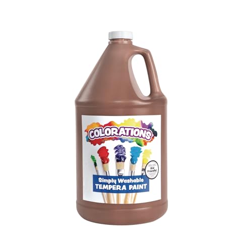 Colorations Paraben-Free Washable Brown Tempera Paint for Kids, 1 Gallon | Vibrant, Non-Toxic and Made in the USA, Classroom Must Haves, Bulk Arts & Crafts Supplies - color: Brown