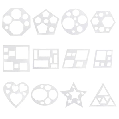 12 Pcs Drawing Stencil Geometric Stencils Circle Square Heart Star Template Set for Painting Basic Shape Tracing Stencils Simple Drawing Stencils for Classroom Painting DIY Craft - size: Small