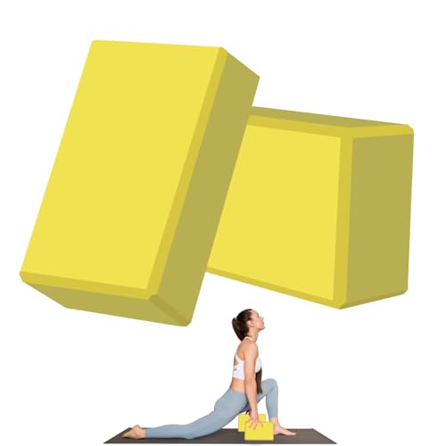 9"x6"x3" Yoga Blocks, Soft Non-Slip Surface Premium Foam Blocks, Supportive, Lightweight, Odor Resistant, Yoga Accessories for Pilates Meditation General Fitness Stretching Toning - color: yellow-2 Pack