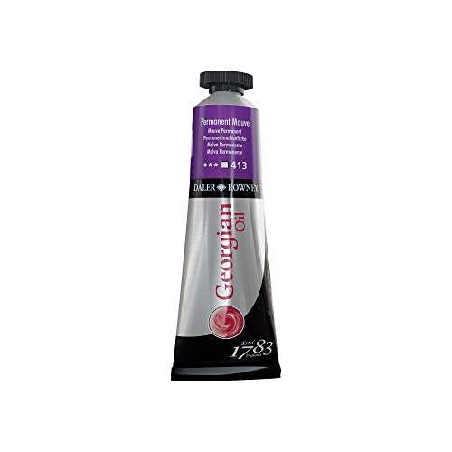 Daler Rowney Georgian Oil Paint Permanent Mauve 38ml Tube - Art Paints for Canvas Paper and More - Oil Painting Supplies for Artists and Students - Artist Oil Paint for Any Skill Set