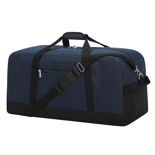 55L Large Duffle Bag for Men Travel - 25 inch Weekender Duffel Bag with Hard Bottom - Navy - color: Navy