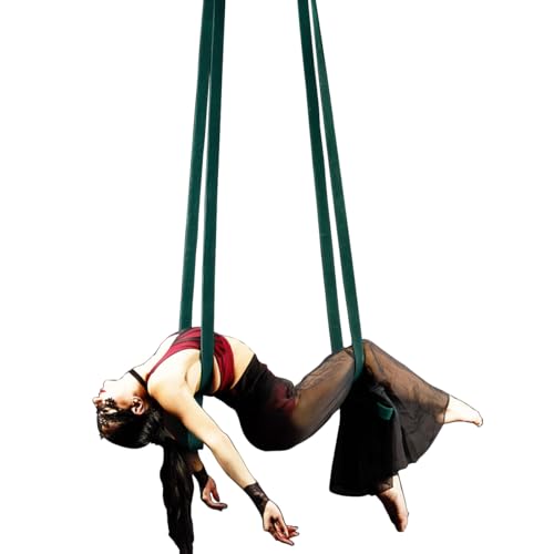 6.6ft 2m Aerial Loops Aerial Straps Ropes Aerial Acrobatics Body Loop Trapeze Circus Apparatuses Equipment Yoga Straps 1 pairs - color: Dark Green