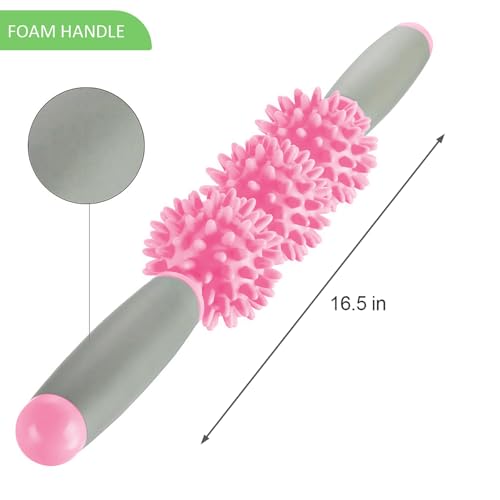 Coolife Fascia Muscle Roller, Cellulite Massager, Fascia Roller Stick - color: Pink