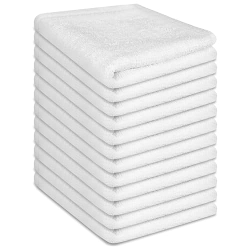 100% Cotton Washcloths Set, 12-Pack White Wash Cloths, 12x12 Inch - color: White 12 Pack
