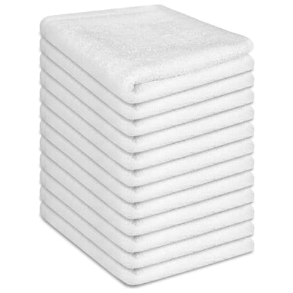 100% Cotton Washcloths Set, 12-Pack White Wash Cloths, 12x12 Inch - color: White 12 Pack