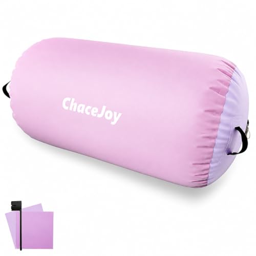 Gymnastics Air Barrel Inflatable Tumbling Roller for Cheerleading and Gymnastics Home Training Perfect for Back Handspring Practice Tumbling Drills Air Roller for Kids and Adults Includes Repair Kit - color: Pink/Purple, size: (L)39.3"x(Diam)29.5"-No pump