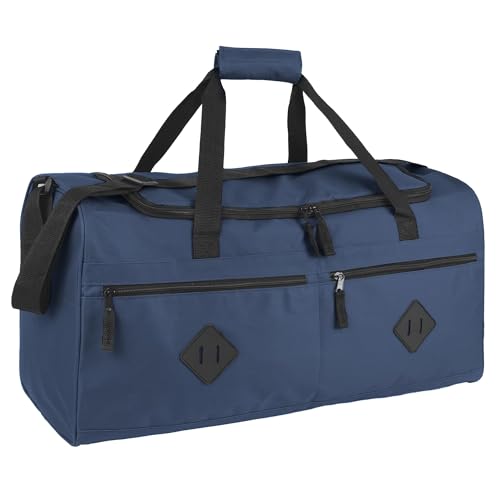 24 Inch 55 Liter Multi Pocket Duffle Bags for Men & Women For Traveling, the Gym, and as Sports Equipment Bag/Organizer - color: Grey & Blue