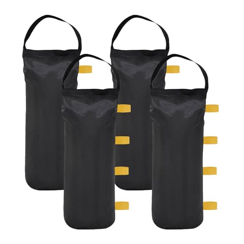145 LBS Canopy Weights Sand Bags, 4-Pack Sand Bags for Weight Outdoor Advertising Tent Sunshade Fixed Windproof Pop up Canopy Tent Weights(Black-Yellow Straps) - color: Black-yellow straps