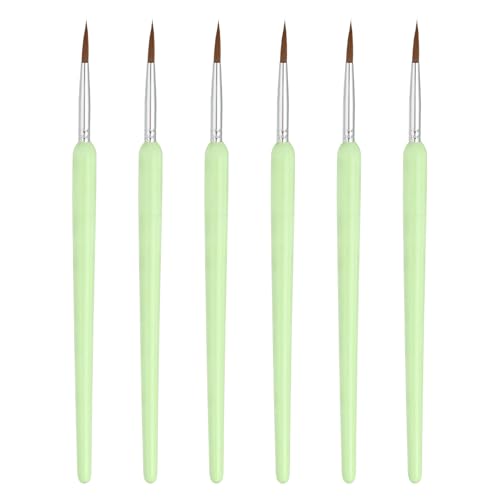 MECCANIXITY Miniature Detail Paint Brushes, 17mm Round Pointed Small Fine Tip Micro Paint Brushes for Fine Model Craft Art Face Acrylic Painting Oil Watercolor(Green, Pack of 6) - color: Green, size: 17mm