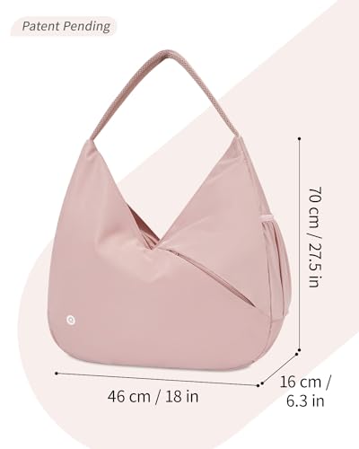 Ceneda Large Gym Bag for Women with Hidden Yoga Mat Holder & Shoe Compartment & Wet Pocket, Sports Duffle Bag for Travel - color: Pink
