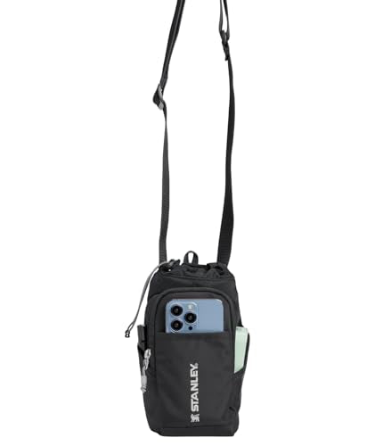 STANLEY Vitalize Carry-All Bag | Bottle Holder with Drawstring Cinch | Adjustable Shoulder Strap | Zippered Valuables Pocket | Durable Recycled Fabric | Black - color: Black, size: Carry-All