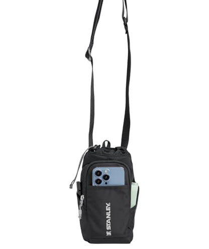 STANLEY Vitalize Carry-All Bag | Bottle Holder with Drawstring Cinch | Adjustable Shoulder Strap | Zippered Valuables Pocket | Durable Recycled Fabric | Black - color: Black, size: Carry-All