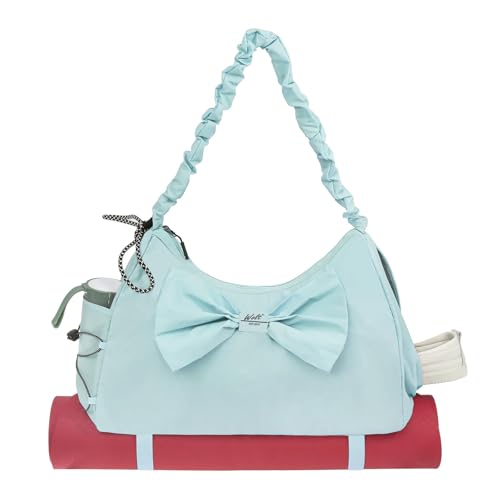 WOLT Gym Bag For Women, Yoga Mat Bag with Shoes Compartment, Wet Pocket and Water Bottle Pocket - color: Lightblue