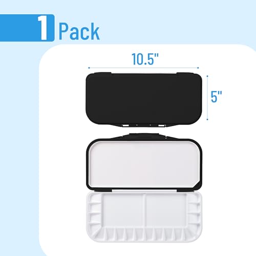Mr. Pen- Airtight Watercolor Palette with Lid, 18 Wells & 2 Mixing Areas (Pack of 2) - color: Black, size: 2 Pack