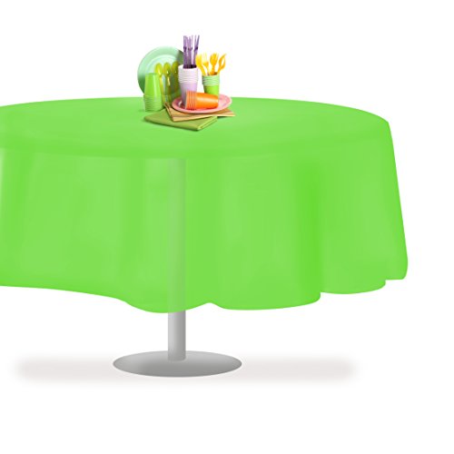 Lime Green 1 Pack Premium Disposable Plastic Tablecloth 84" Inch Round Table Cover - color: Lime Green, size: 1 Pack 84" Round