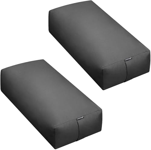 엑스트라 펌 라지 요가 볼스터, 61 x 30.5 x 15.2cm(24 x 12 x 6인치) 신치 또는 지퍼 요가 베개, 스튜디오용 탈착식 커버가 있는 직사각형 면 쿠션, 1팩 또는 2팩 - color: 차콜 - 지퍼 커버, size: 2팩