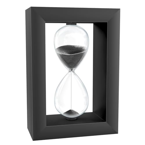 Hourglass Sand Timer, 60 Minute Modern Black Wood Sand Çlock Watch, Decorative Desktop 60 Min Hour Glass Sandglass, Reloj De Arena 1 Hora for Office, Home Decor, Kitchen (Black) - color: Black Frame, size: 60 minute
