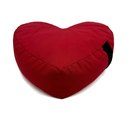 Bean Products Zafu Meditation Pillows for Sitting on Floor, Yoga Cushion, Cotton Yoga Pillow, Zafu Meditation Cushion, Zen Kneeling Prayer Pad- Made in USA - Round or Oval - color: Red, size: Heart Shaped