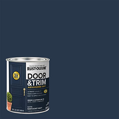 Rust-Oleum Stops Rust Door & Trim Paint, Satin Nantucket Navy | Ultimate Durability on Metal, Wood and Fiberglass | Durable Chip and Fade Resistance | Smooth Finish | Indoor and Outdoor - color: Satin Nantucket Navy