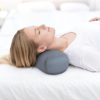 Microbead Bolster Tube Pillows with Double Cover, Squish Bean Bed Microbead Pillow Soft Neck Back Lumbar Support Smooth Cool Touch Comfortable Fabric (Dark Grey) - color: Dark Grey