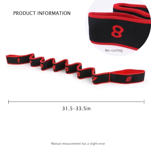 Stretch Strap Fitness Resistance Band for Stretching and Yoga Elastic Exercise Band with Loops Number Stretch Resistance Band with Clear Markings, Hamstring Stretcher Device Leg Exercise Equipment，8-Section Elastic Training Bands for Flexibility