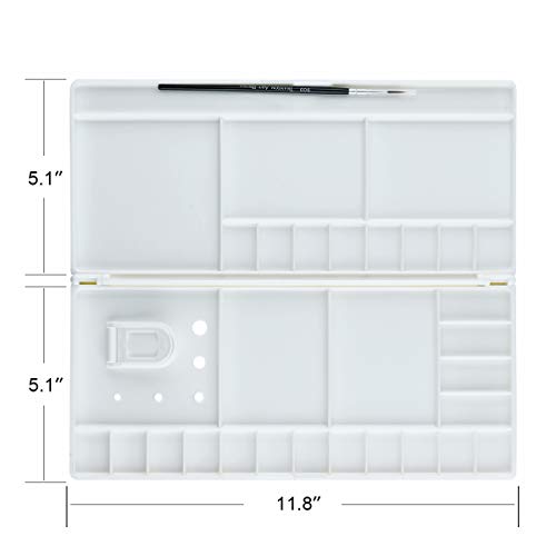 Transon Large Paint Palette Box 29 Color Mixing Wells with 1 Liner Brush - size: 29 Wells