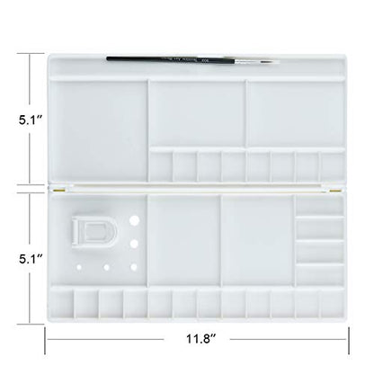 Transon Large Paint Palette Box 29 Color Mixing Wells with 1 Liner Brush - size: 29 Wells