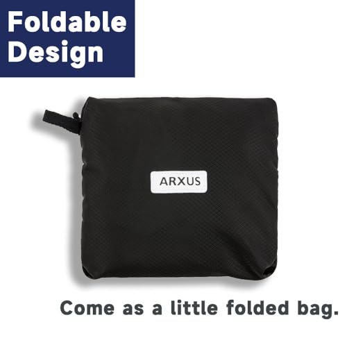 Arxus Carry On Travel Bag, Lightweight Foldable Packable Tote Bag 25L - color: Black