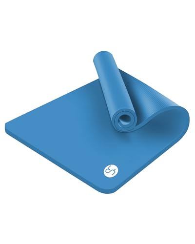 YR Large Yoga Mat for Men Thick Exercise Mat 76"x35" 15mm Foam Mat | NBR foam, high density, soft and comfortable, floor stretching mat, great for home gym workouts, comes with Yoga Bag - color: Blue