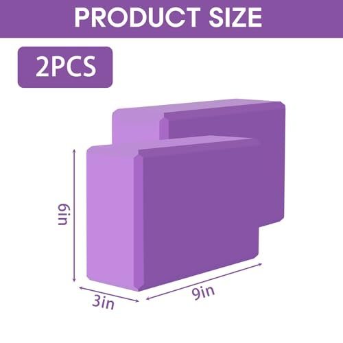 Yoga Block - Supportive Latex-Free Eva Foam - Soft Non-Slip Surface with Beveled Edges for Yoga, Pilates, Meditation - Yoga Accessories for Stability, Balance, Deepen Stretches - color: Deep Purple-2 Pack