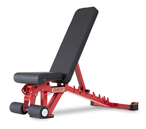 Rep Fitness 조절 가능한 벤치 – AB-3000 FID – 플랫/인클라인/디클라인 - color: 매트 레드
