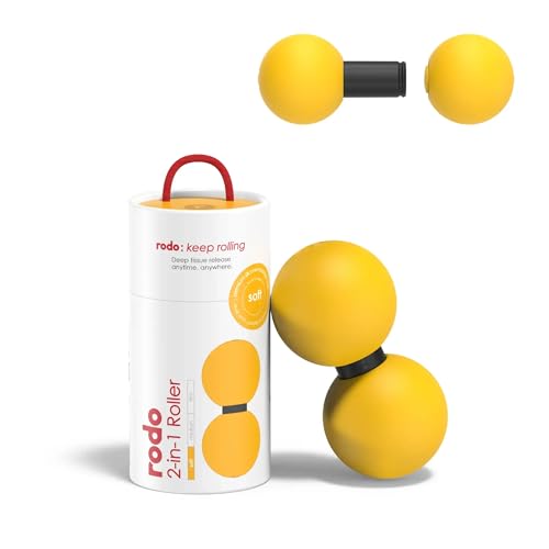 Rodo 2-in-1 Soft Peanut & Lacrosse Ball Roller | Deep Tissue Massage Tool for Fascia, Plantar Fasciitis, Hips & Back | Mobility & Recovery Roller | Compact, Travel-Friendly, Pilates & Therapy Ready - color: Yellow