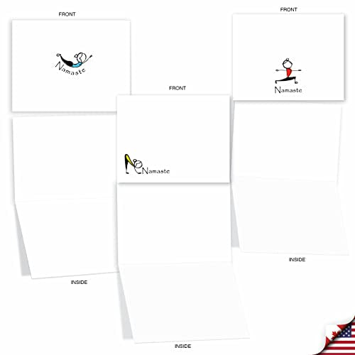The Best Card Company - 10 Blank Yoga Note Cards (4x 5.12 Inch) - Boxed Notecards with Envelopes, Cute Animal Cards, Zen Assortment - Namaste Notes M3963 - style: Namaste Notes
