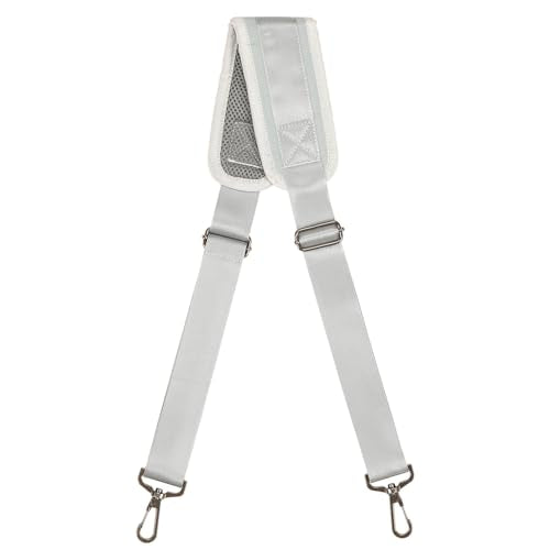 GNEGNI Replacement Shoulder Strap with Fixed Pad, Adjustable Heavy-Duty Crossbody Strap with 360° Metal Swivel Hooks for Laptop, Messenger, Duffel & Tool Bags (Grey) - color: Grey